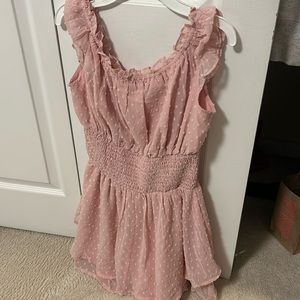 Women’s Pink Off the Shoulder Romper. Smocked Waist.  Never worn- Size Medium